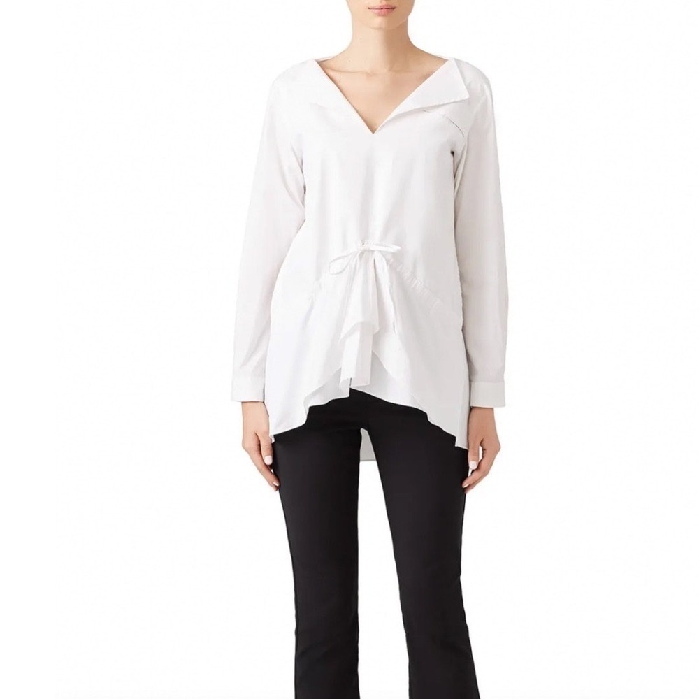 Jill Sander drawstring peplum top white
